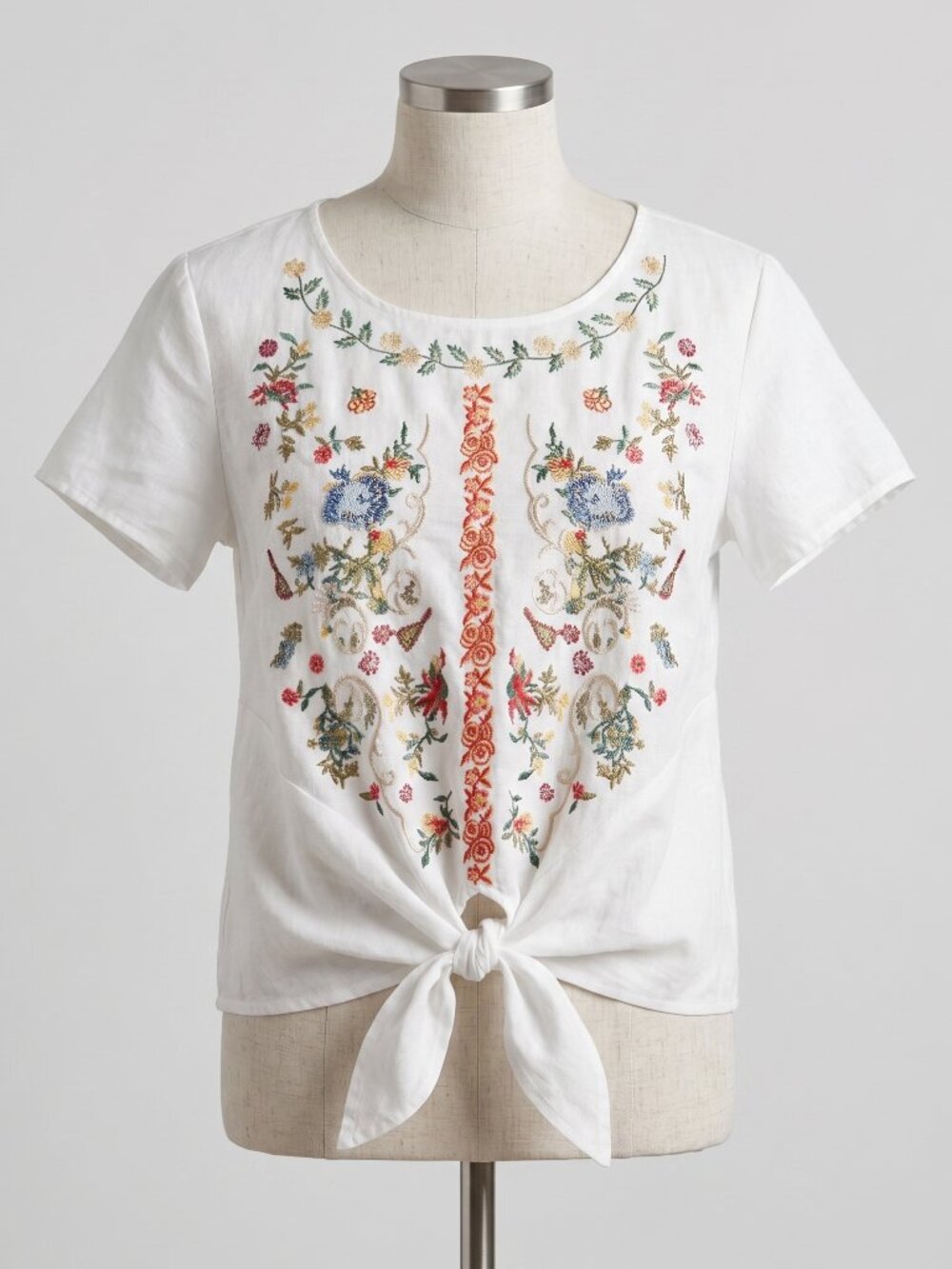 Hester & Orchard Embroidered Short Sleeve Blouse